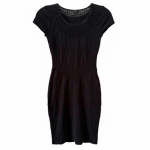 Bebe Black Lace Short Sleeve Low Back Dress Size Small